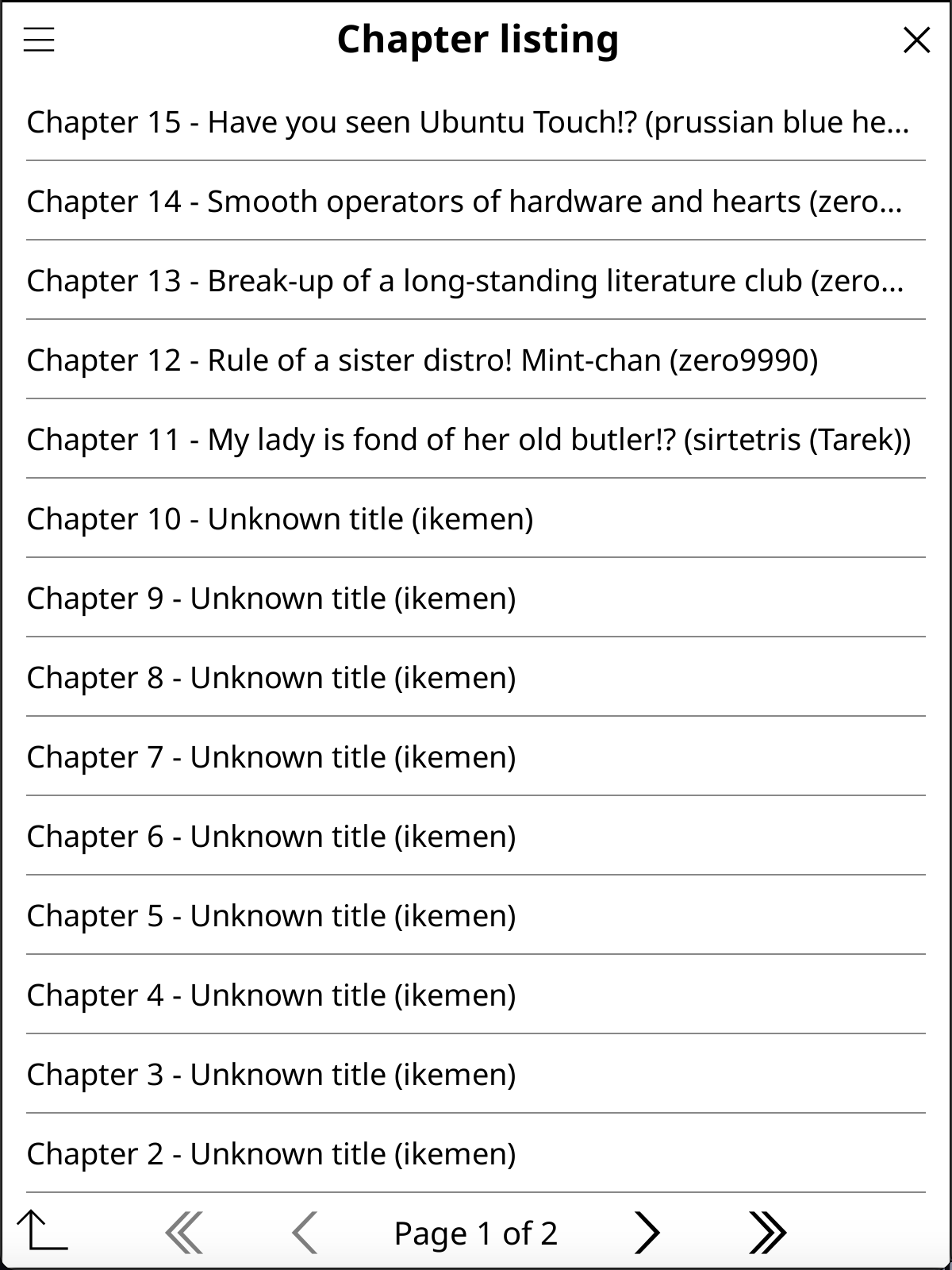 chapter listing
