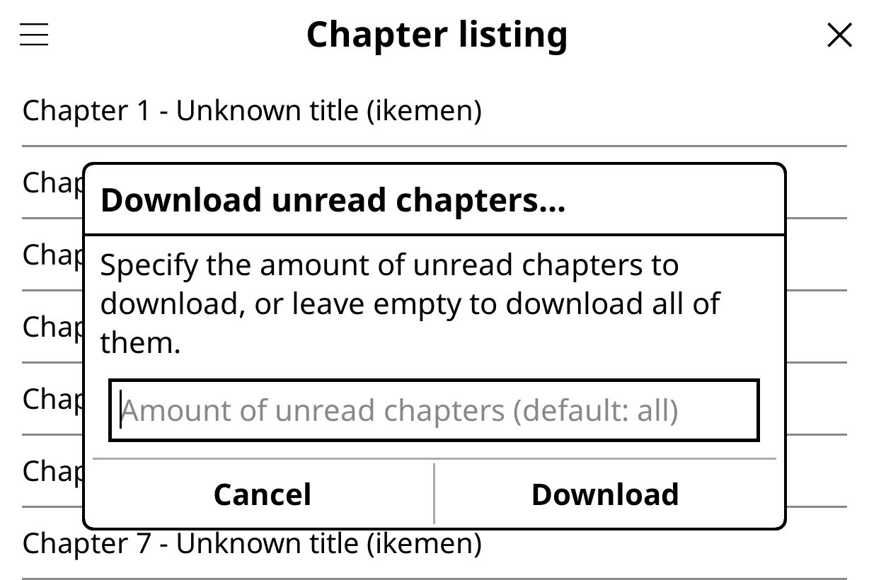 Download unread chapters dialog