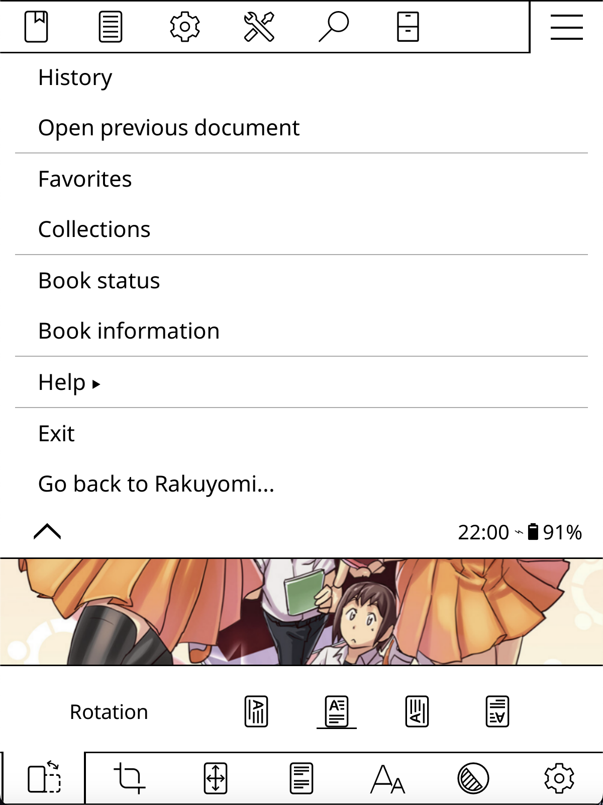 go back to rakuyomi option